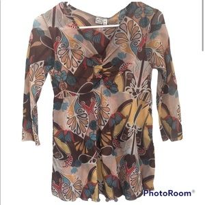 Y2K Johnny Heaven Retro Print Nylon Mesh Top Y1